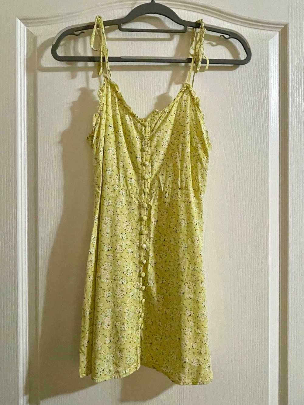 Yellow Floral Button-Up Sundress Dress S
